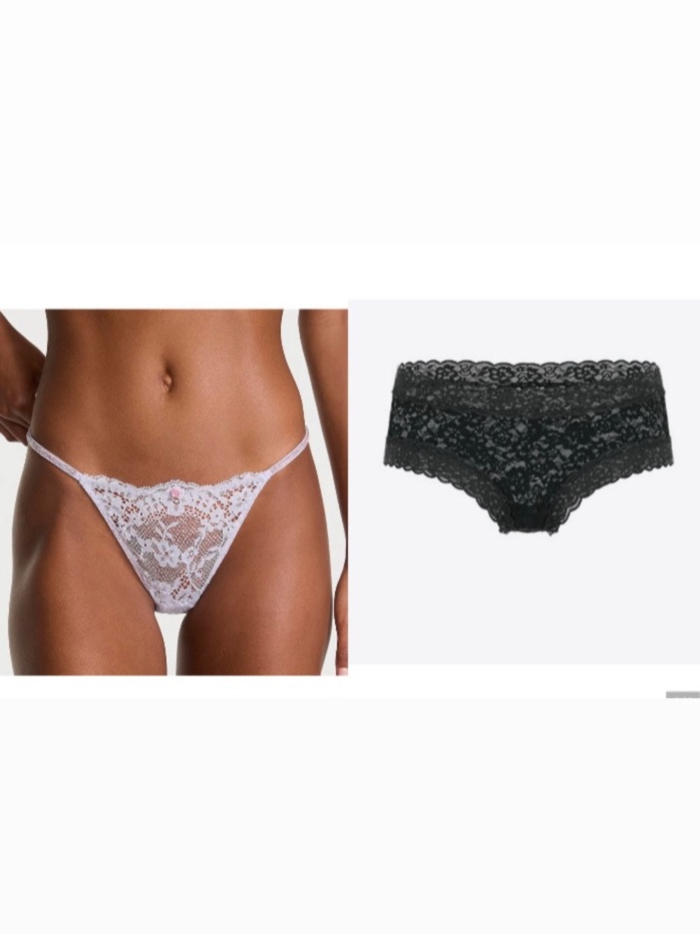 Victoria secret Twinkle Strap Lace v string & lace cheeky panty bundle